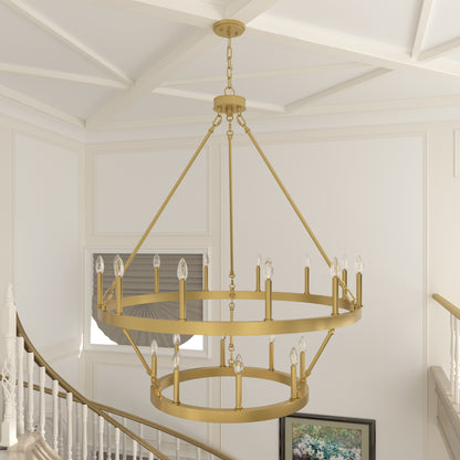 Nauvoo 20-Light Modern Candle Style Wagon Wheel Chandelier UL Listed