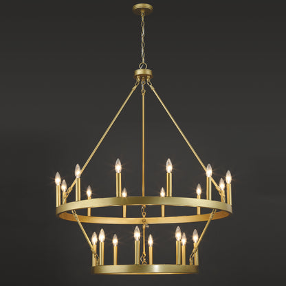 Nauvoo 20-Light Modern Candle Style Wagon Wheel Chandelier UL Listed