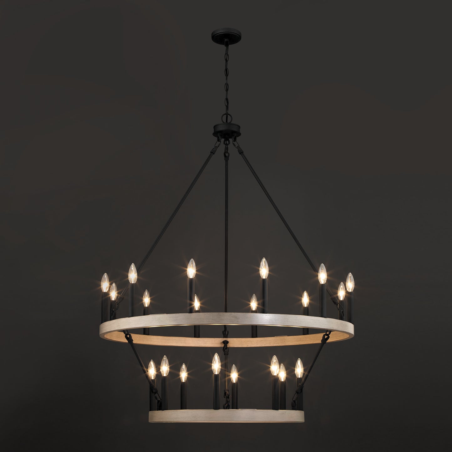 Nauvoo 20-Light Modern Candle Style Wagon Wheel Chandelier UL Listed