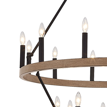 Nauvoo 20-Light Modern Candle Style Wagon Wheel Chandelier UL Listed