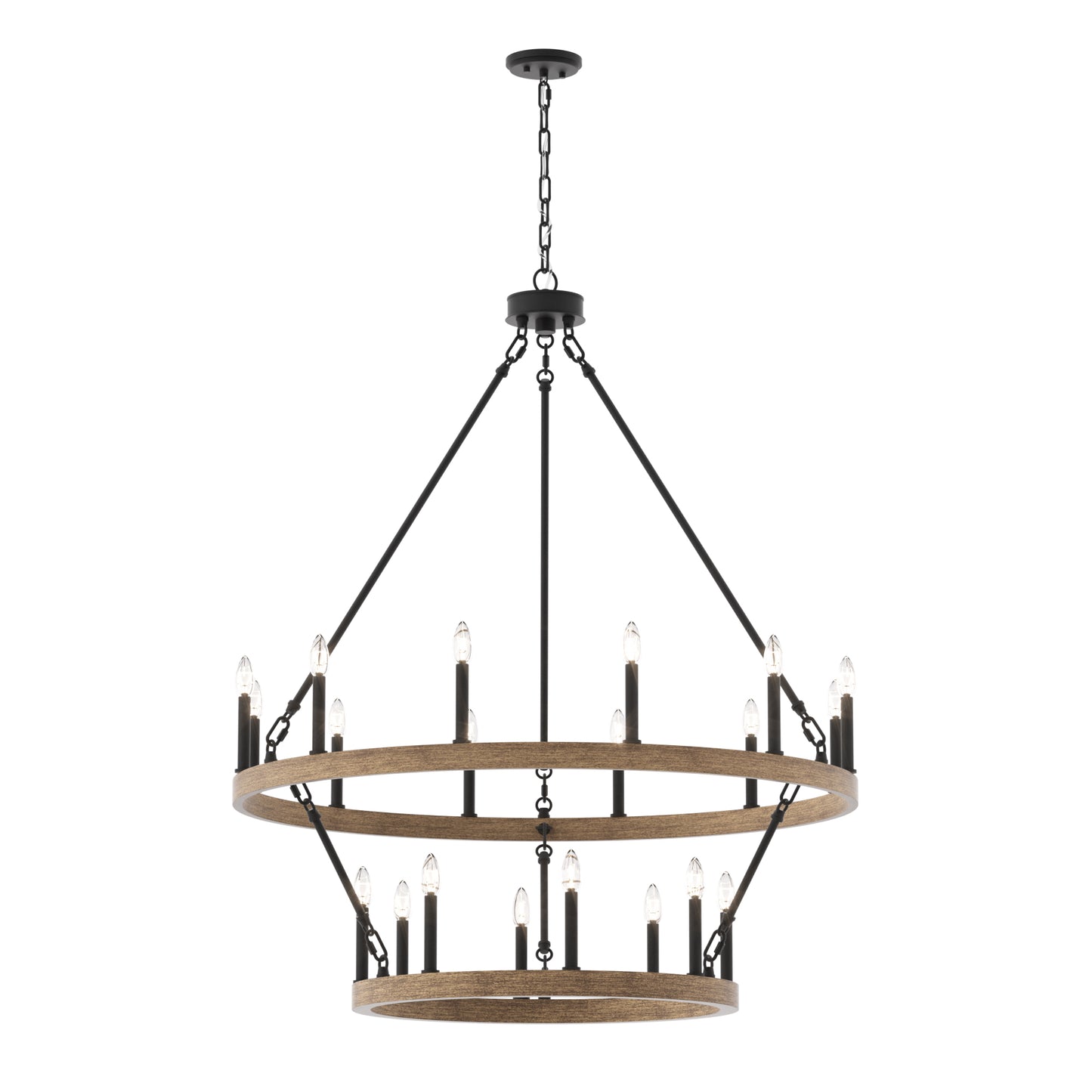 Nauvoo 20-Light Modern Candle Style Wagon Wheel Chandelier UL Listed