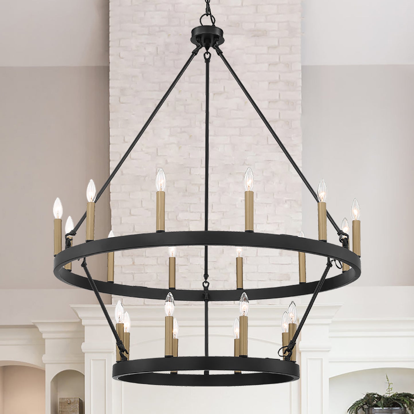 Nauvoo 20-Light Modern Candle Style Wagon Wheel Chandelier UL Listed