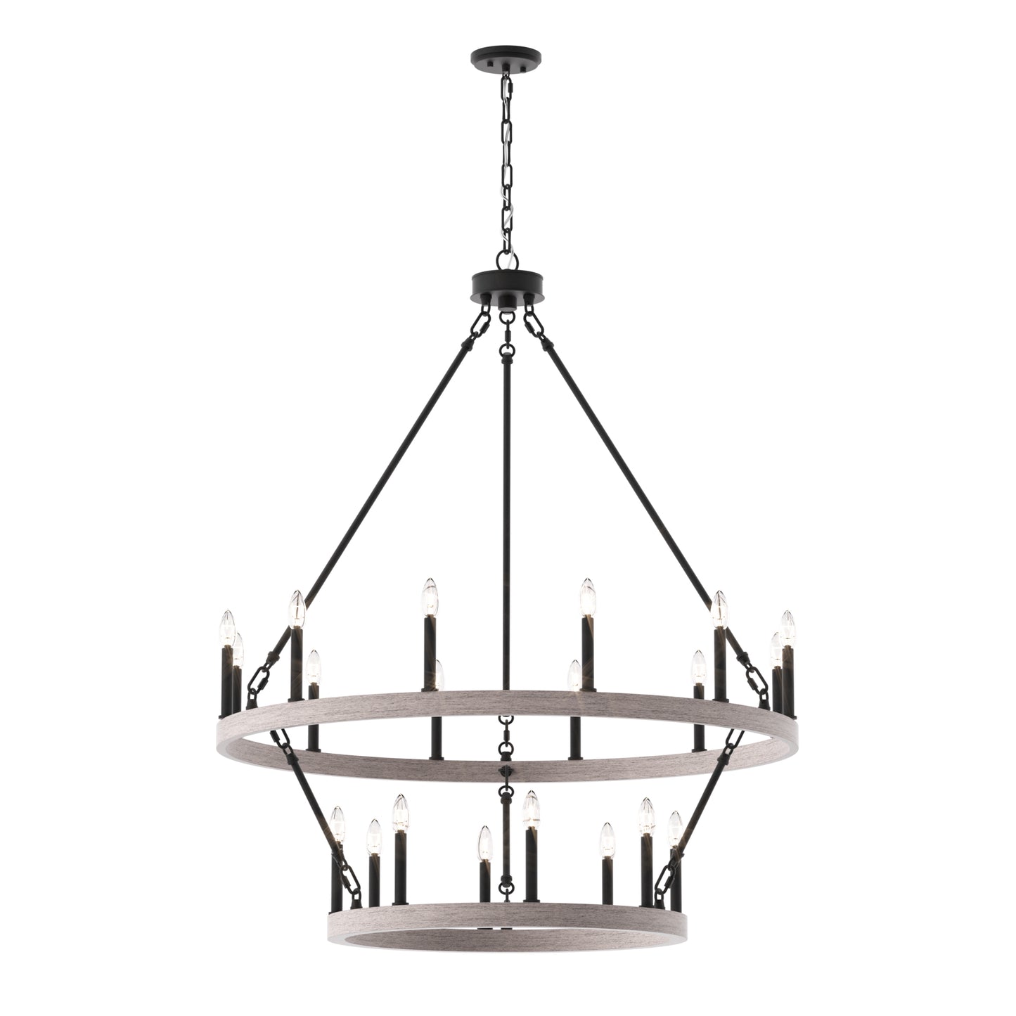 Nauvoo 20-Light Modern Candle Style Wagon Wheel Chandelier UL Listed