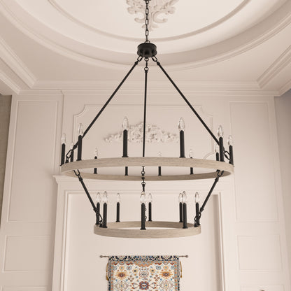 Nauvoo 20-Light Modern Candle Style Wagon Wheel Chandelier UL Listed