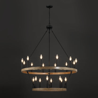 Nauvoo 20-Light Modern Candle Style Wagon Wheel Chandelier UL Listed