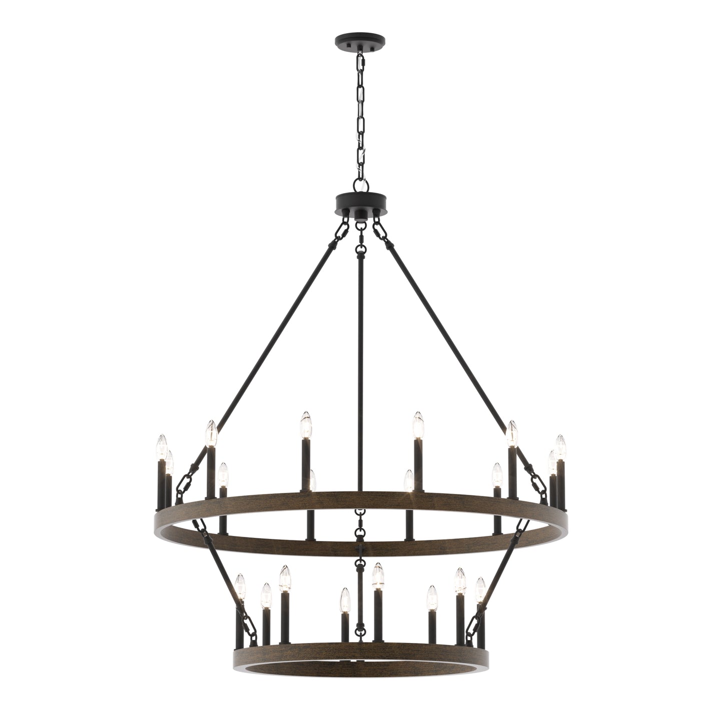 Nauvoo 20-Light Modern Candle Style Wagon Wheel Chandelier UL Listed