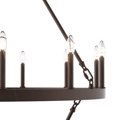 Nauvoo 20-Light Modern Candle Style Wagon Wheel Chandelier UL Listed