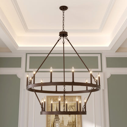 Nauvoo 20-Light Modern Candle Style Wagon Wheel Chandelier UL Listed