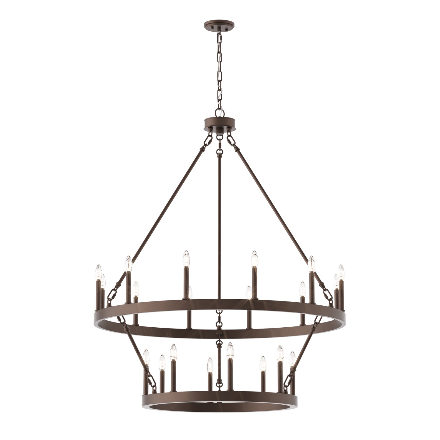 Nauvoo 20-Light Modern Candle Style Wagon Wheel Chandelier UL Listed