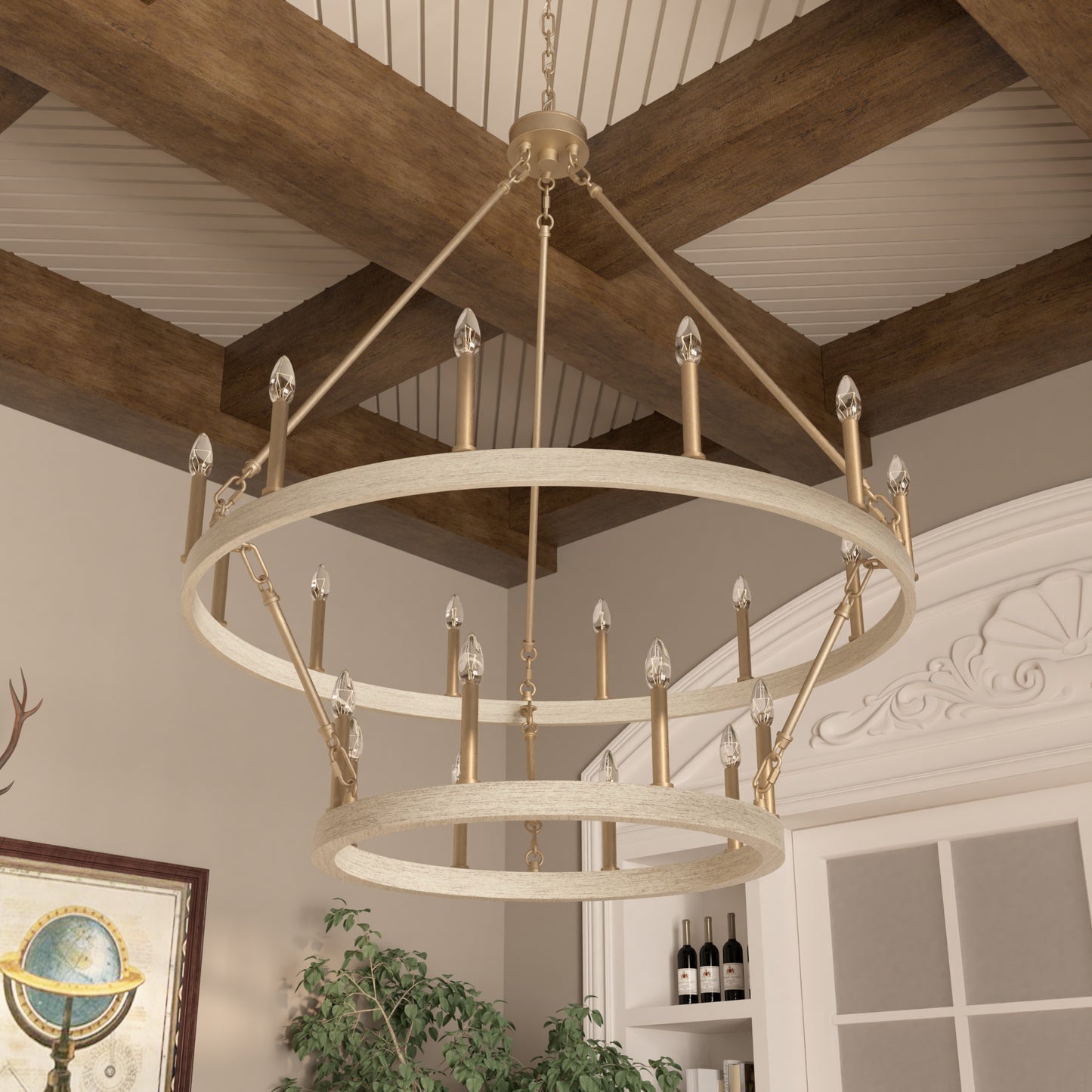 Nauvoo 20-Light Modern Candle Style Wagon Wheel Chandelier UL Listed