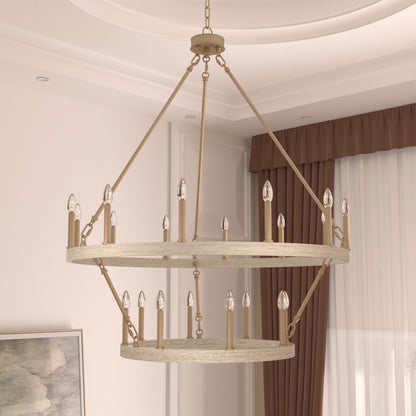 Nauvoo 20-Light Modern Candle Style Wagon Wheel Chandelier UL Listed