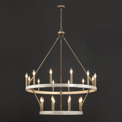 Nauvoo 20-Light Modern Candle Style Wagon Wheel Chandelier UL Listed