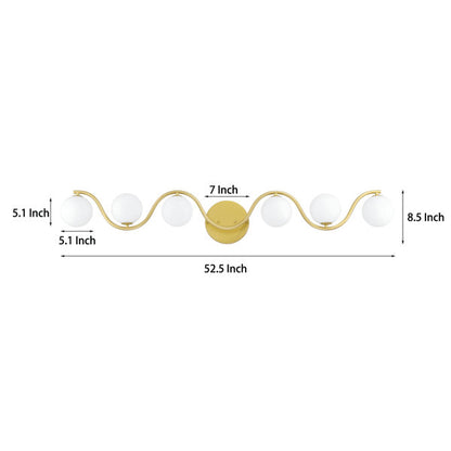 6 - Light Gold Steel Dimmable Wavy Vanity Light