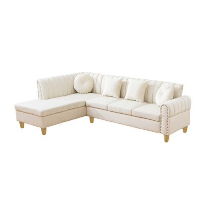 Crystal White Flannel 2-Piece Living Room Sofa Set