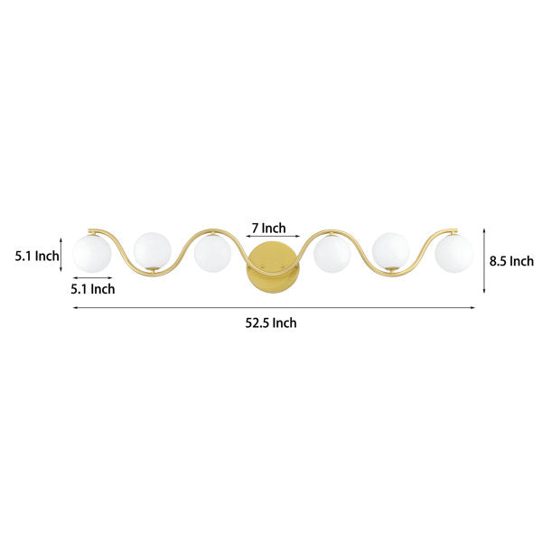 6 - Light Gold Steel Dimmable Wavy Vanity Light