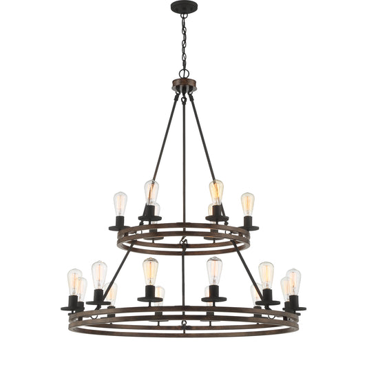 Davis 18-Light Candle Style Wagon Wheel Tiered Chandelier UL Listed