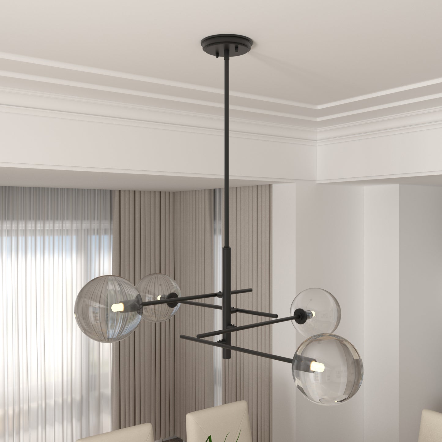 Darell 4-Light Sputnik Modern Linear Chandelier