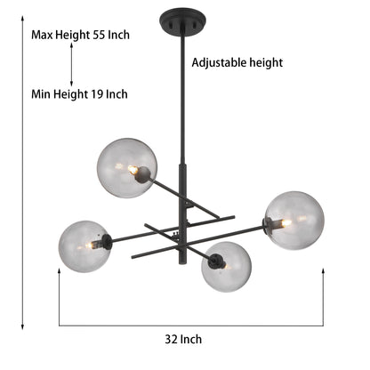 Darell 4-Light Sputnik Modern Linear Chandelier