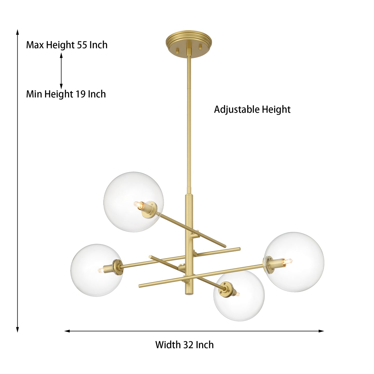 Darell 4-Light Sputnik Modern Linear Chandelier