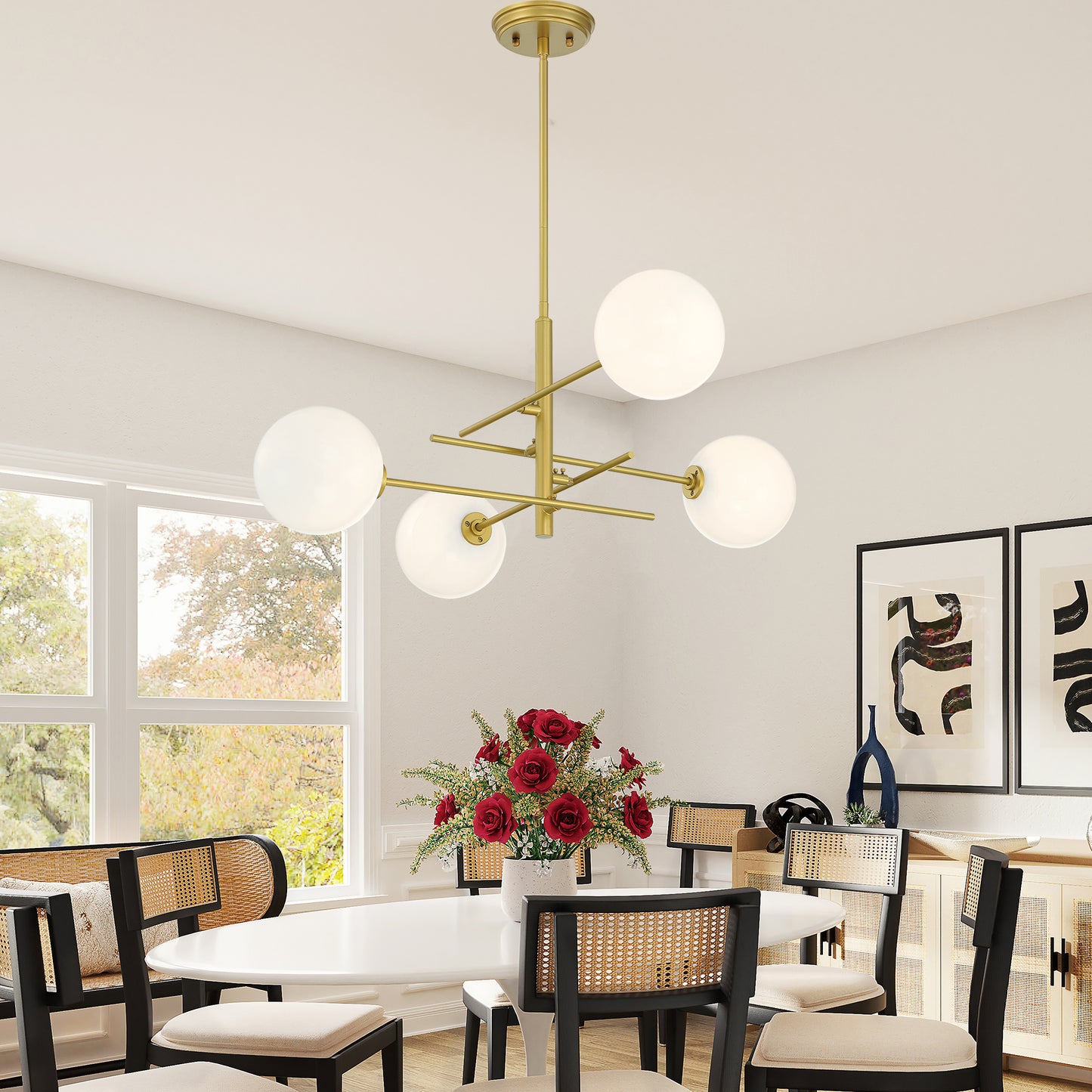 Darell 4-Light Sputnik Modern Linear Chandelier