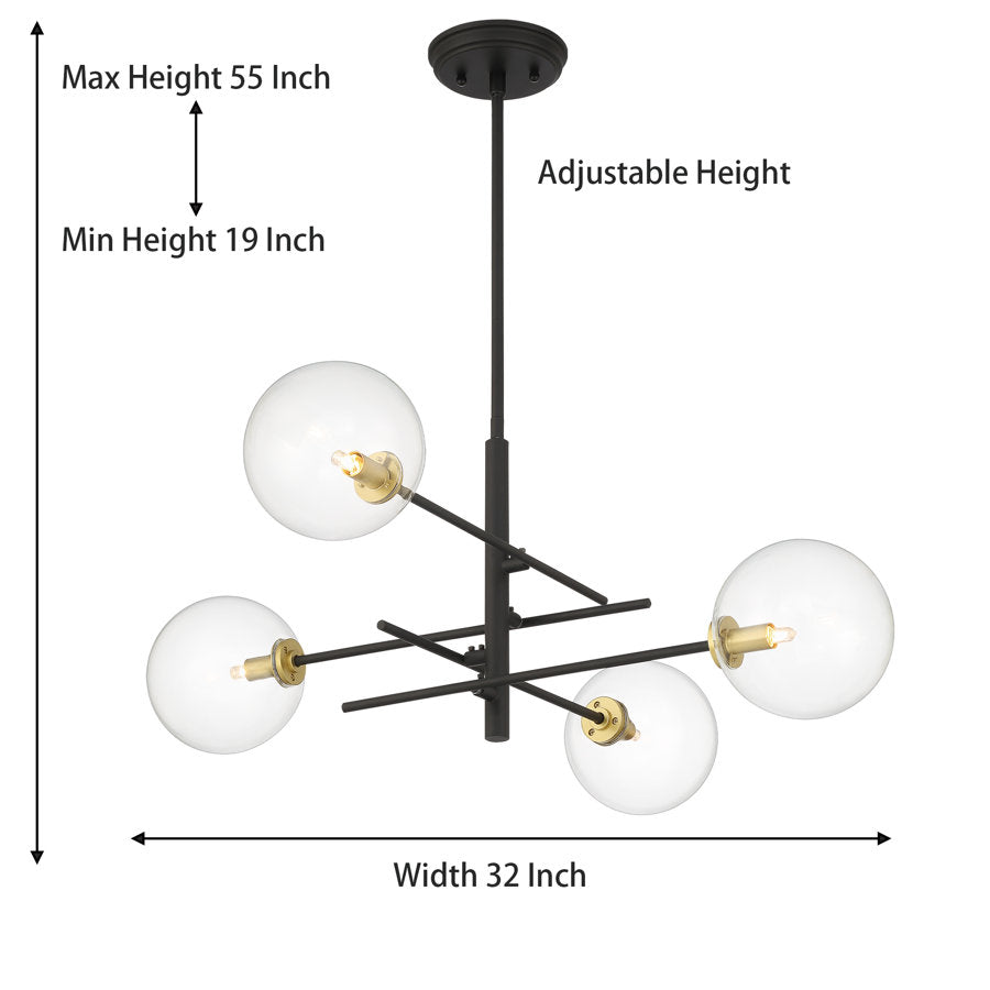 Darell 4-Light Sputnik Modern Linear Chandelier