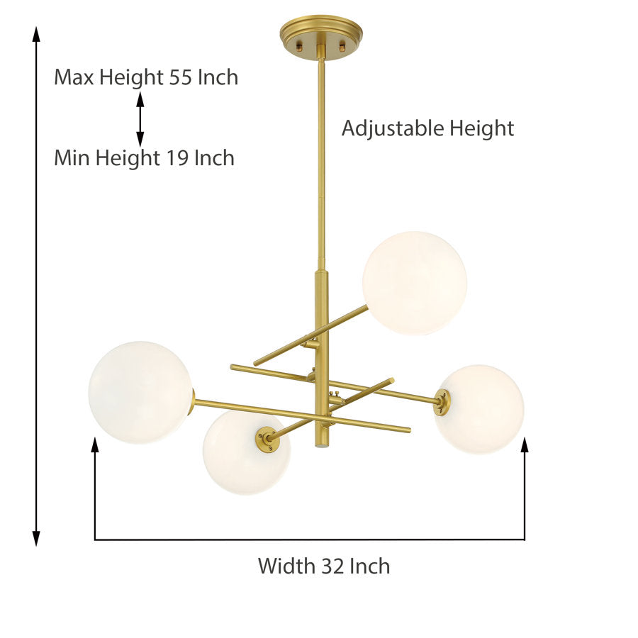 Darell 4-Light Sputnik Modern Linear Chandelier