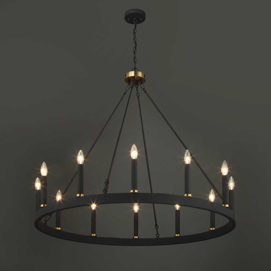 Amie 12-Light Candle Style Wagon Wheel Chandelier UL Listed