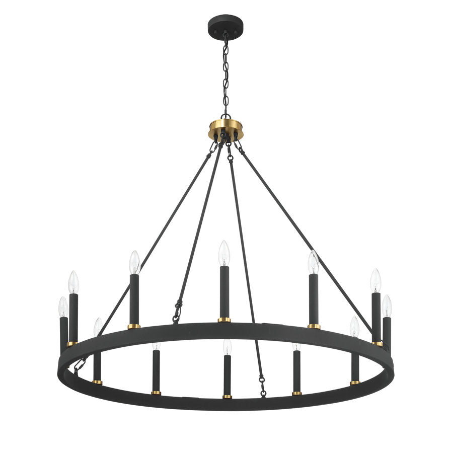 Amie 12-Light Candle Style Wagon Wheel Chandelier UL Listed