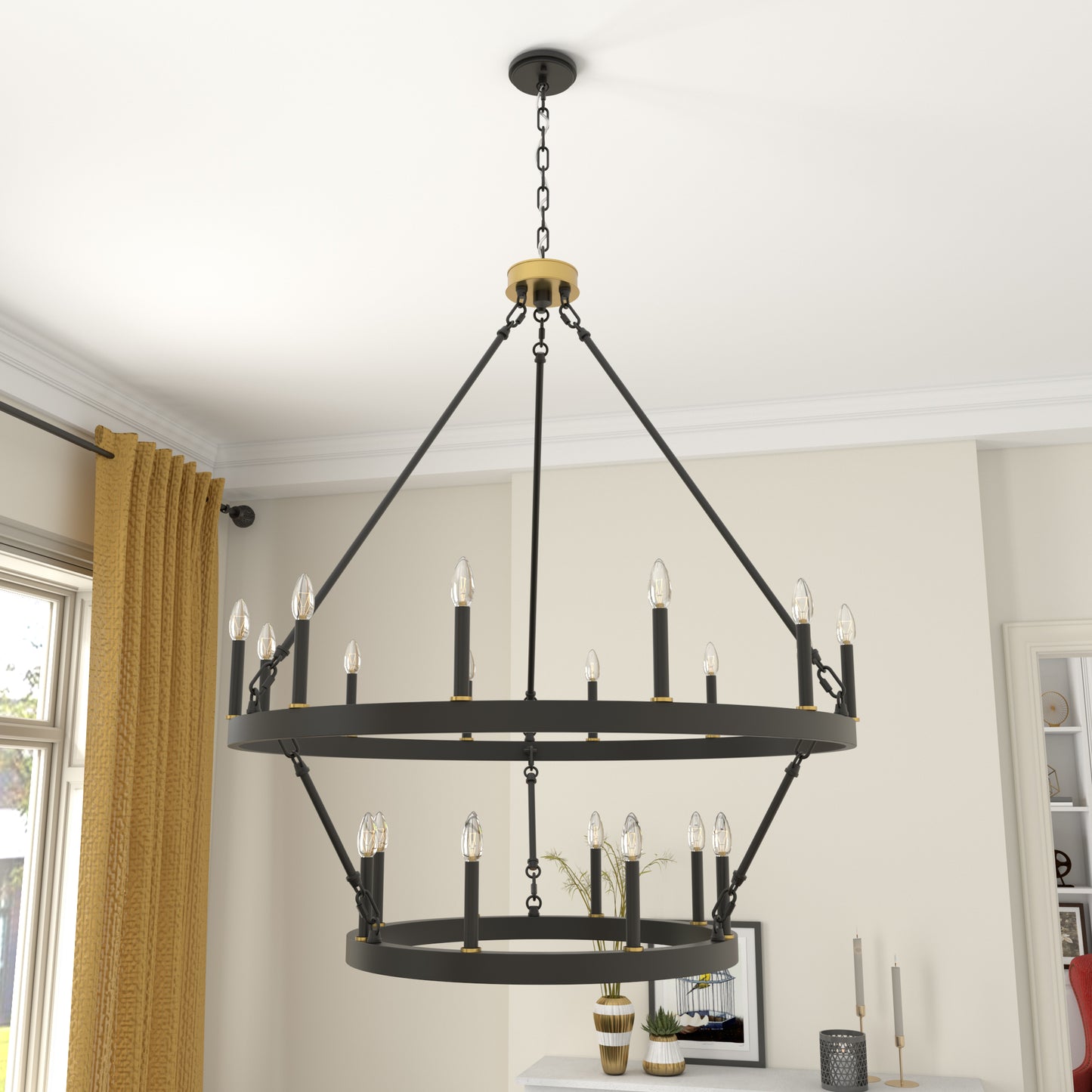 Nauvoo 20-Light Modern Candle Style Wagon Wheel Chandelier UL Listed