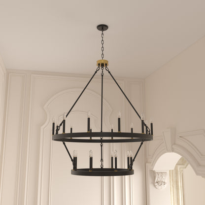 Nauvoo 20-Light Modern Candle Style Wagon Wheel Chandelier UL Listed