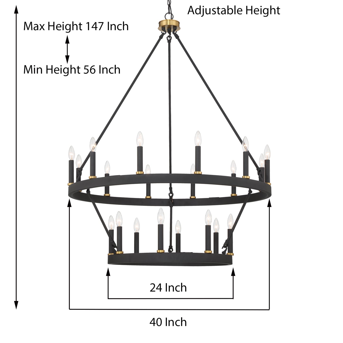 Nauvoo 20-Light Modern Candle Style Wagon Wheel Chandelier UL Listed