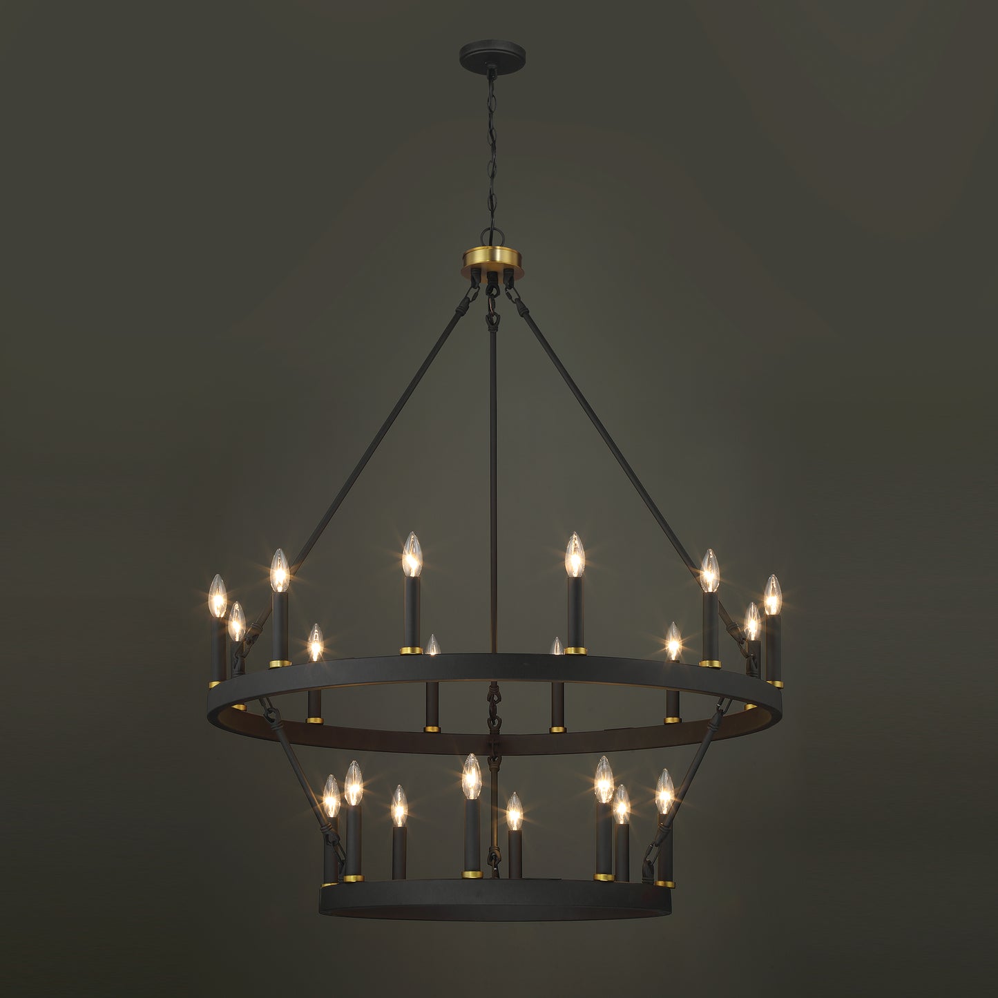 Nauvoo 20-Light Modern Candle Style Wagon Wheel Chandelier UL Listed