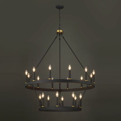 Nauvoo 20-Light Modern Candle Style Wagon Wheel Chandelier UL Listed