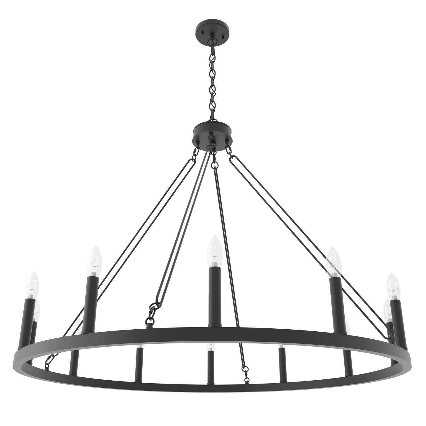 Ekisa 12-Light Candle Style Farmhouse Wagon Wheel Chandelier UL Listed