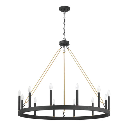 Ekisa 12-Light Candle Style Farmhouse Wagon Wheel Chandelier UL Listed