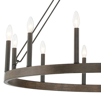 Ekisa 12-Light Candle Style Farmhouse Wagon Wheel Chandelier UL Listed