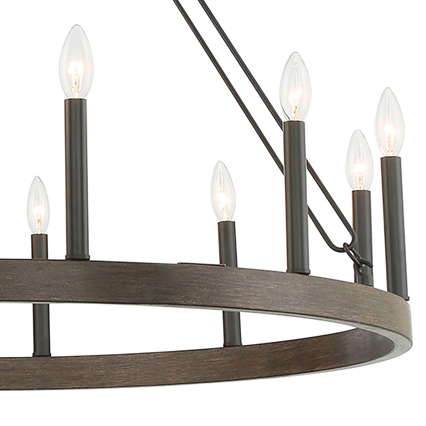 Ekisa 12-Light Candle Style Farmhouse Wagon Wheel Chandelier UL Listed