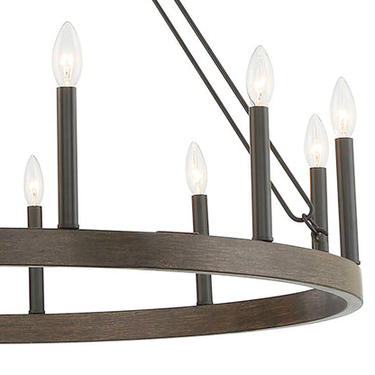 Ekisa 12-Light Candle Style Farmhouse Wagon Wheel Chandelier UL Listed