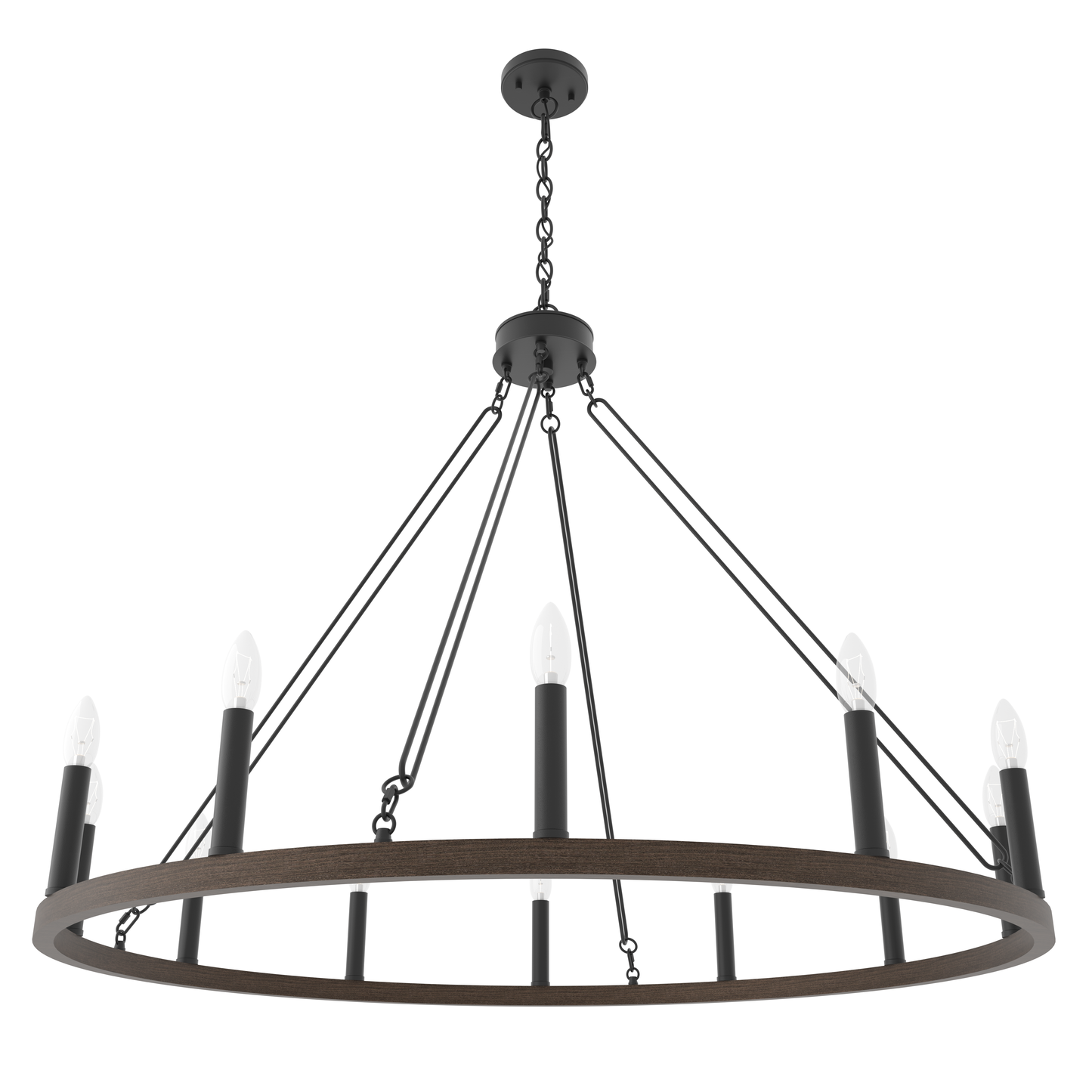 Ekisa 12-Light Candle Style Farmhouse Wagon Wheel Chandelier UL Listed