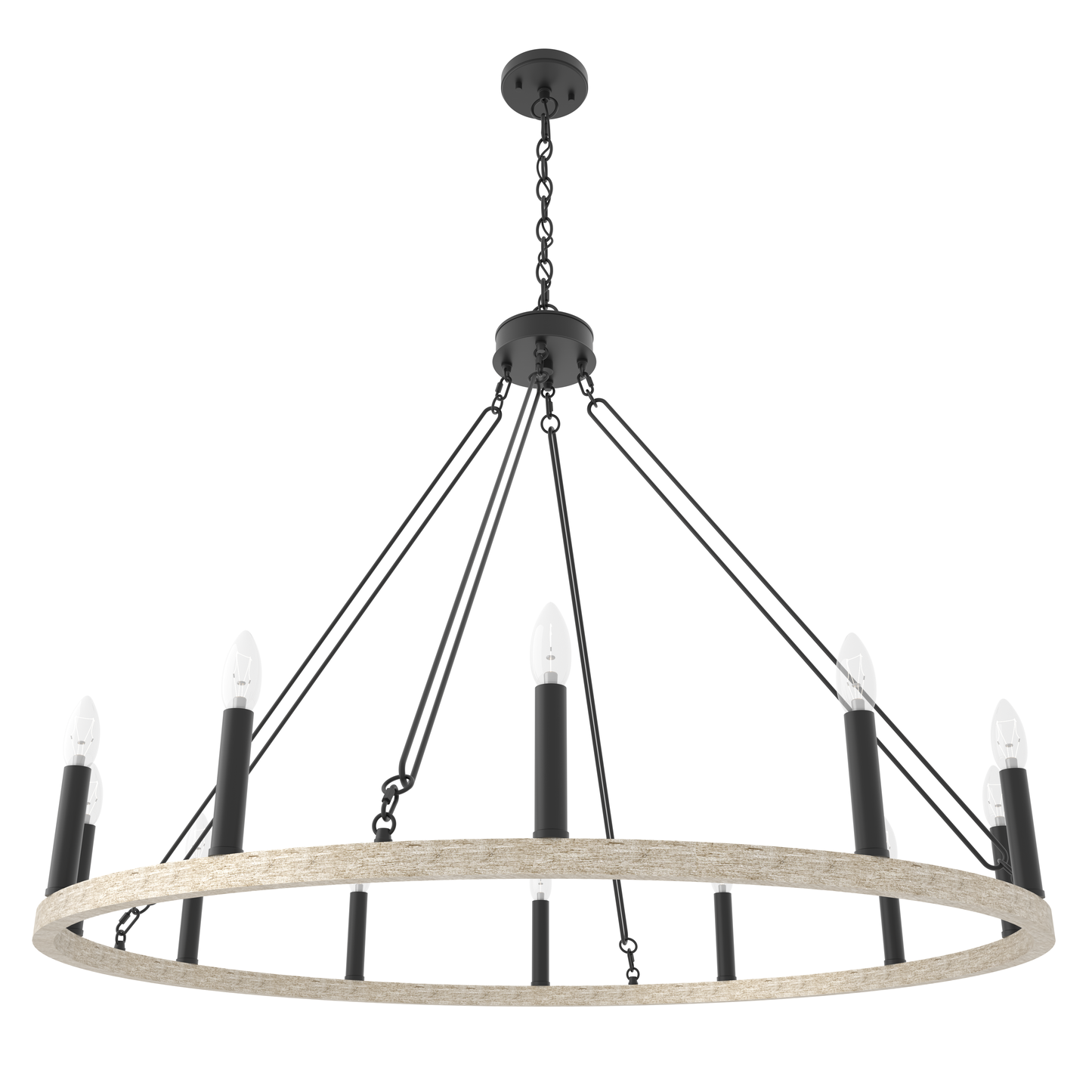 Ekisa 12-Light Candle Style Farmhouse Wagon Wheel Chandelier