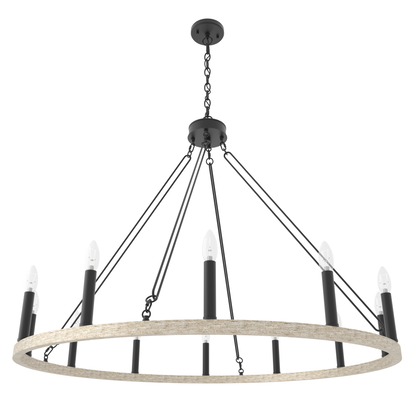 Ekisa 12-Light Candle Style Farmhouse Wagon Wheel Chandelier