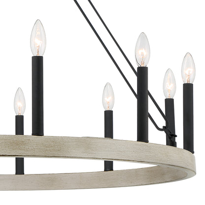 Ekisa 12-Light Candle Style Farmhouse Wagon Wheel Chandelier