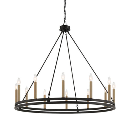 Denver 12-Light Traditional Candle Style Wagon Wheel Chandelier UL Listed