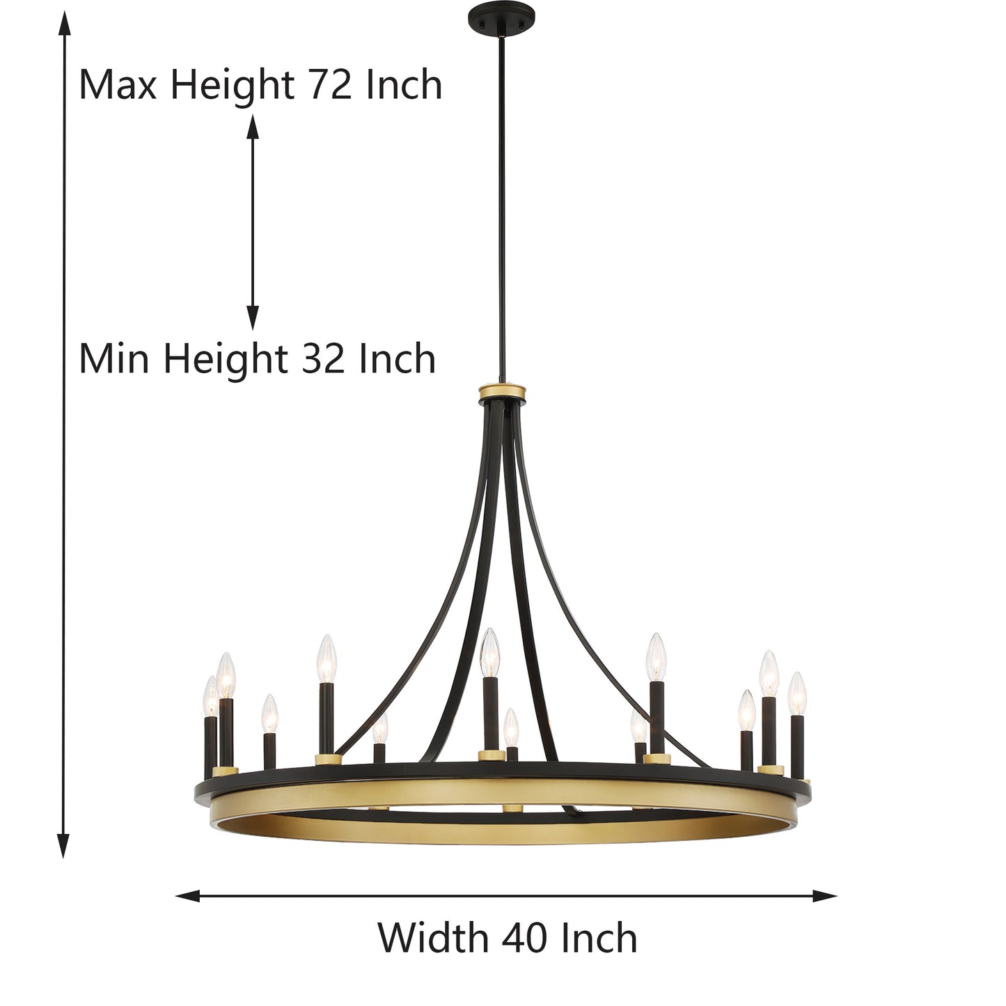 Decatur 12-Light Candle Style Gold Wagon Wheel Chandelier UL Listed