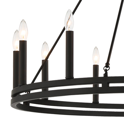 Denver 12-Light Traditional Candle Style Wagon Wheel Chandelier UL Listed