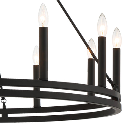 Denver 12-Light Traditional Candle Style Wagon Wheel Chandelier UL Listed