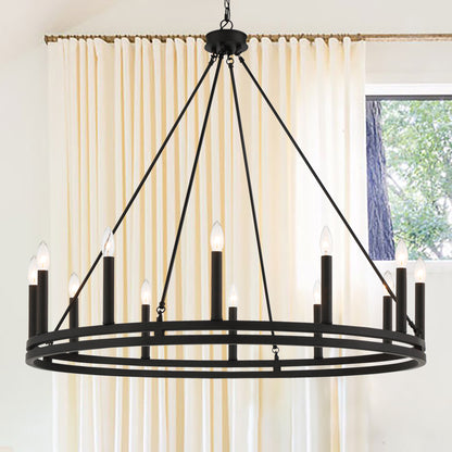 Denver 12-Light Traditional Candle Style Wagon Wheel Chandelier UL Listed