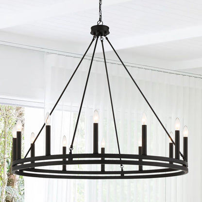 Denver 12-Light Traditional Candle Style Wagon Wheel Chandelier UL Listed