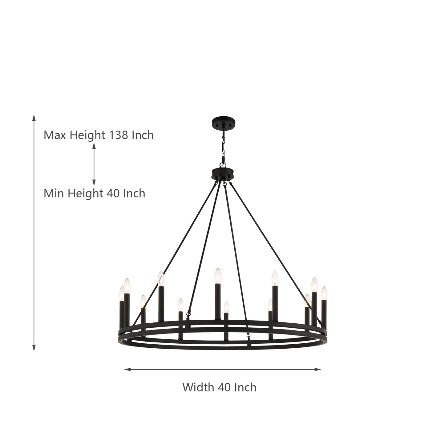 Denver 12-Light Traditional Candle Style Wagon Wheel Chandelier UL Listed