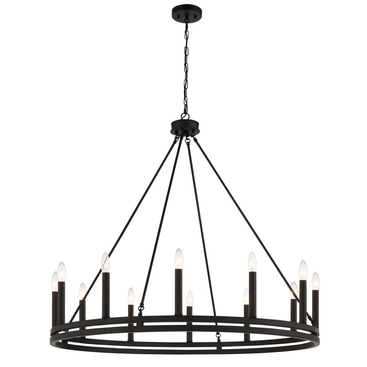 Denver 12-Light Traditional Candle Style Wagon Wheel Chandelier UL Listed